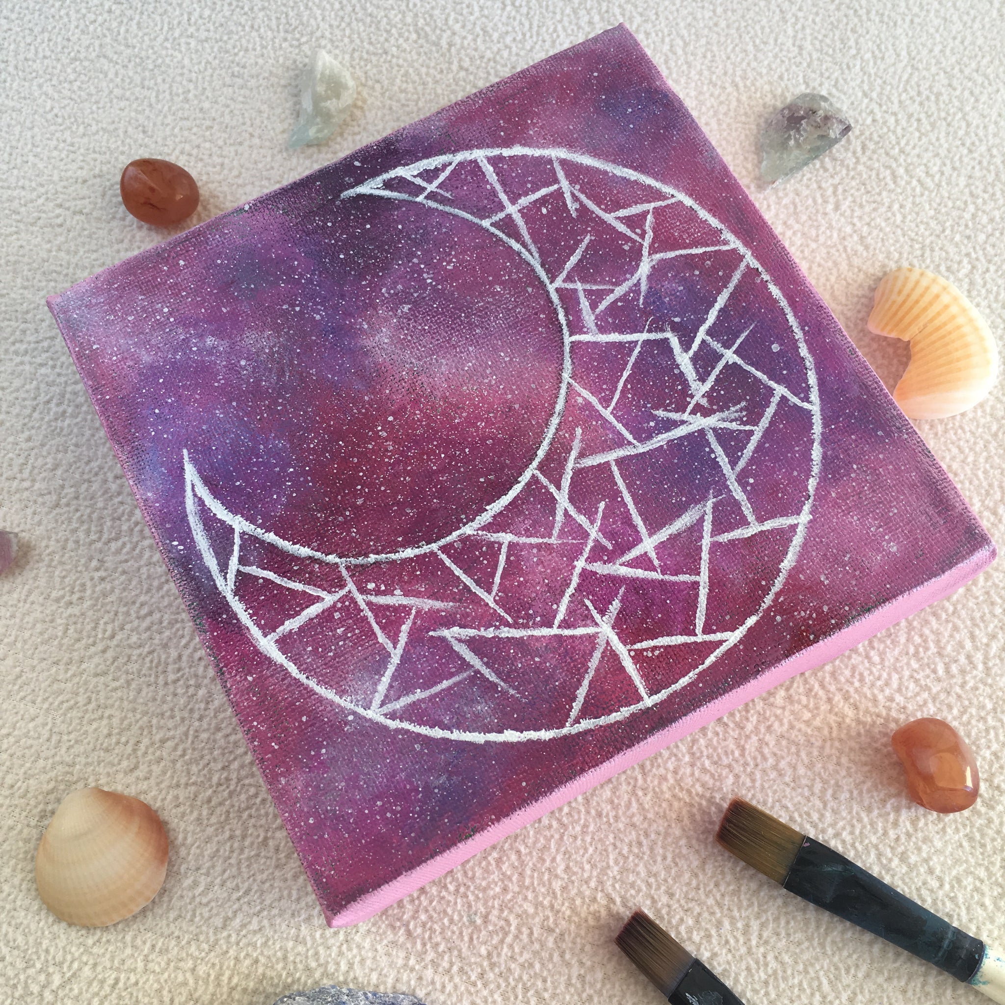 Cosmic Moon 3 Diamond Acrylic Painting - 6x6 inches - Morgan Cerese Art