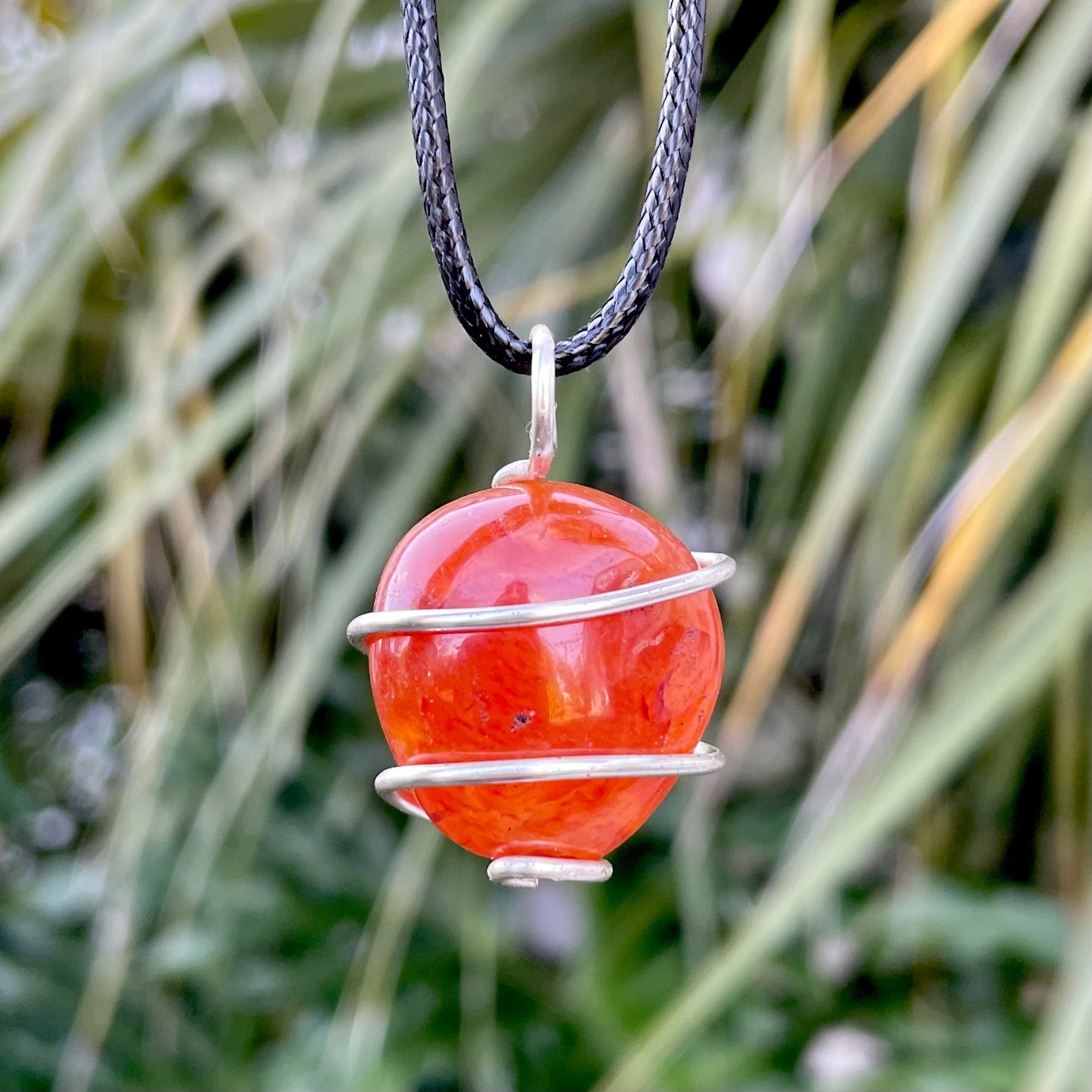 Tumbled Carnelian Spiral Cage Pendant