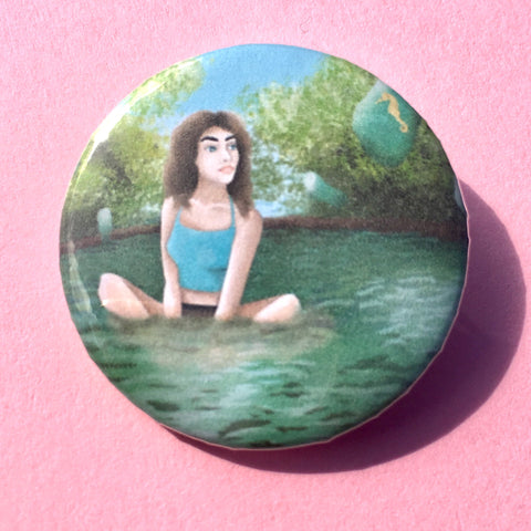 Modern Water Nymph Pin-back Button - Morgan Cerese Art