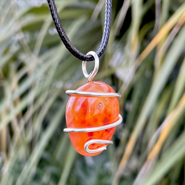 Tumbled Carnelian Spiral Cage Pendant