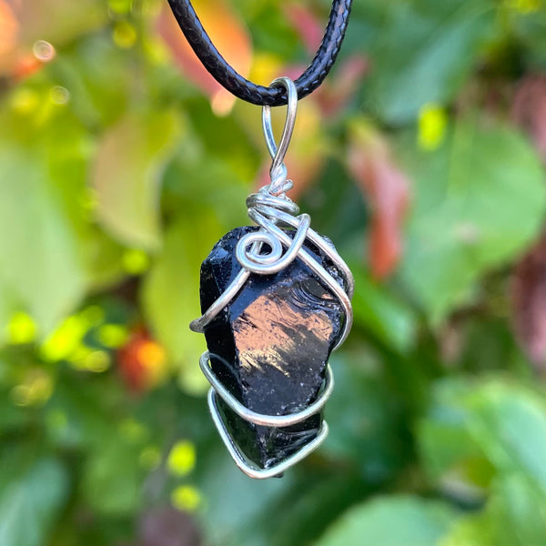 Raw Obsidian Wire Wrapped Pendant - Morgan Cerese Art