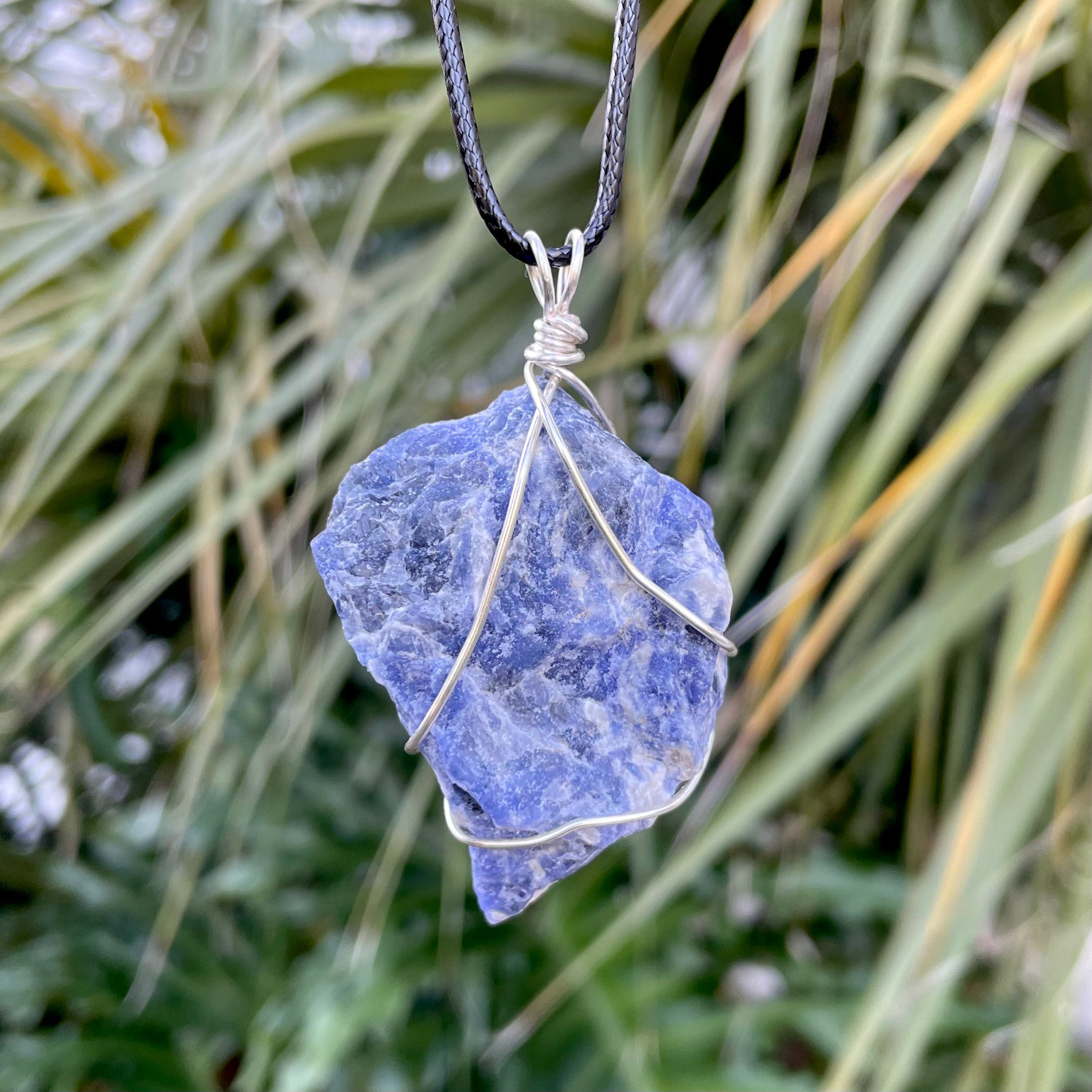 Raw Sodalite Wire Wrapped Pendant