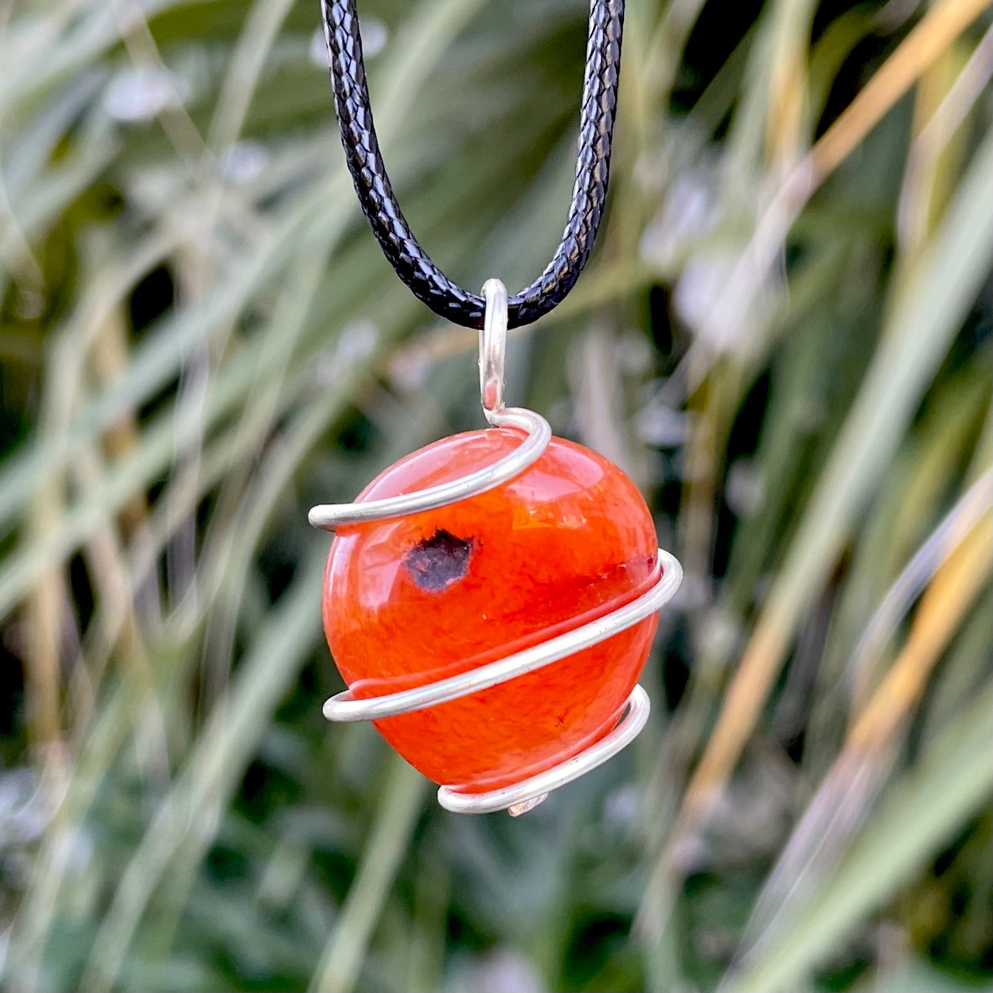 Tumbled Carnelian Spiral Cage Pendant