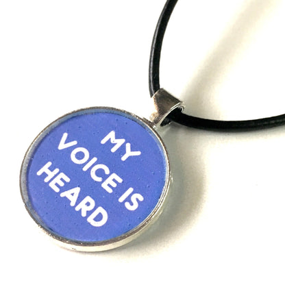 My Voice Is Heard 25 mm/1 inch Throat Chakra Vishuddha Affirmation Art Pendant - Morgan Cerese Art