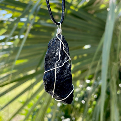 Raw Black Tourmaline Wire Wrapped Pendant