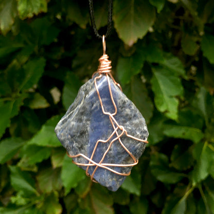 Raw Sodalite Wire Wrapped Pendant - Morgan Cerese Art