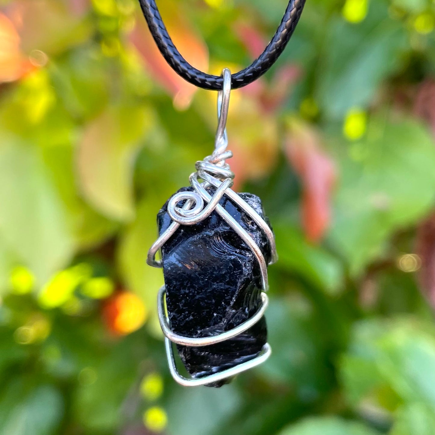 Raw Obsidian Wire Wrapped Pendant - Morgan Cerese Art