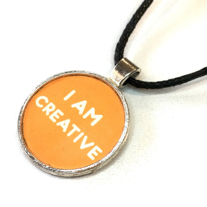 I Am Creative 25 mm/1 inch Sacral Chakra Svadhishthana Affirmation Art Pendant - Morgan Cerese Art