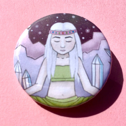 Crystal Witch Pin-back Button - Morgan Cerese Art