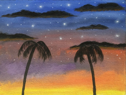 "Tropical Sunset" Oil Painting - 6x8 inches