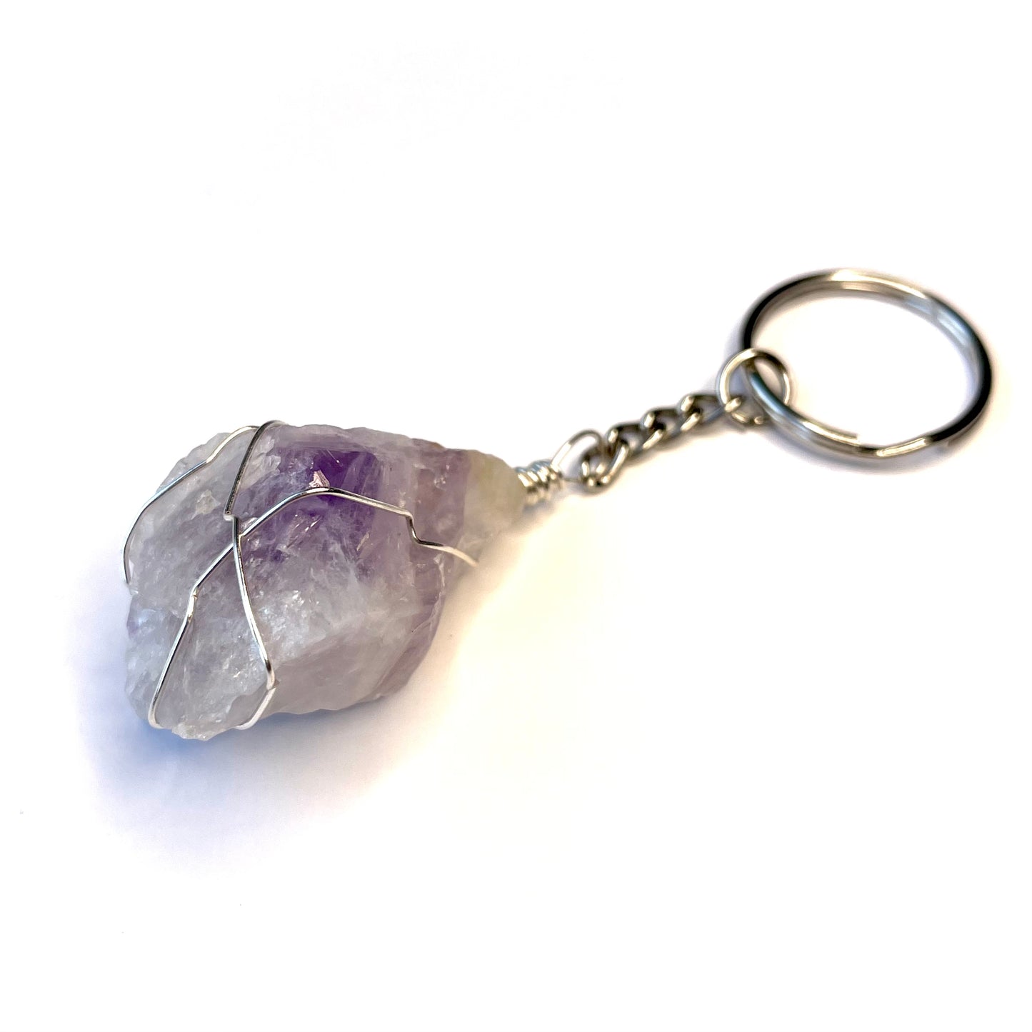 Raw Amethyst Wire Wrapped Key Chain