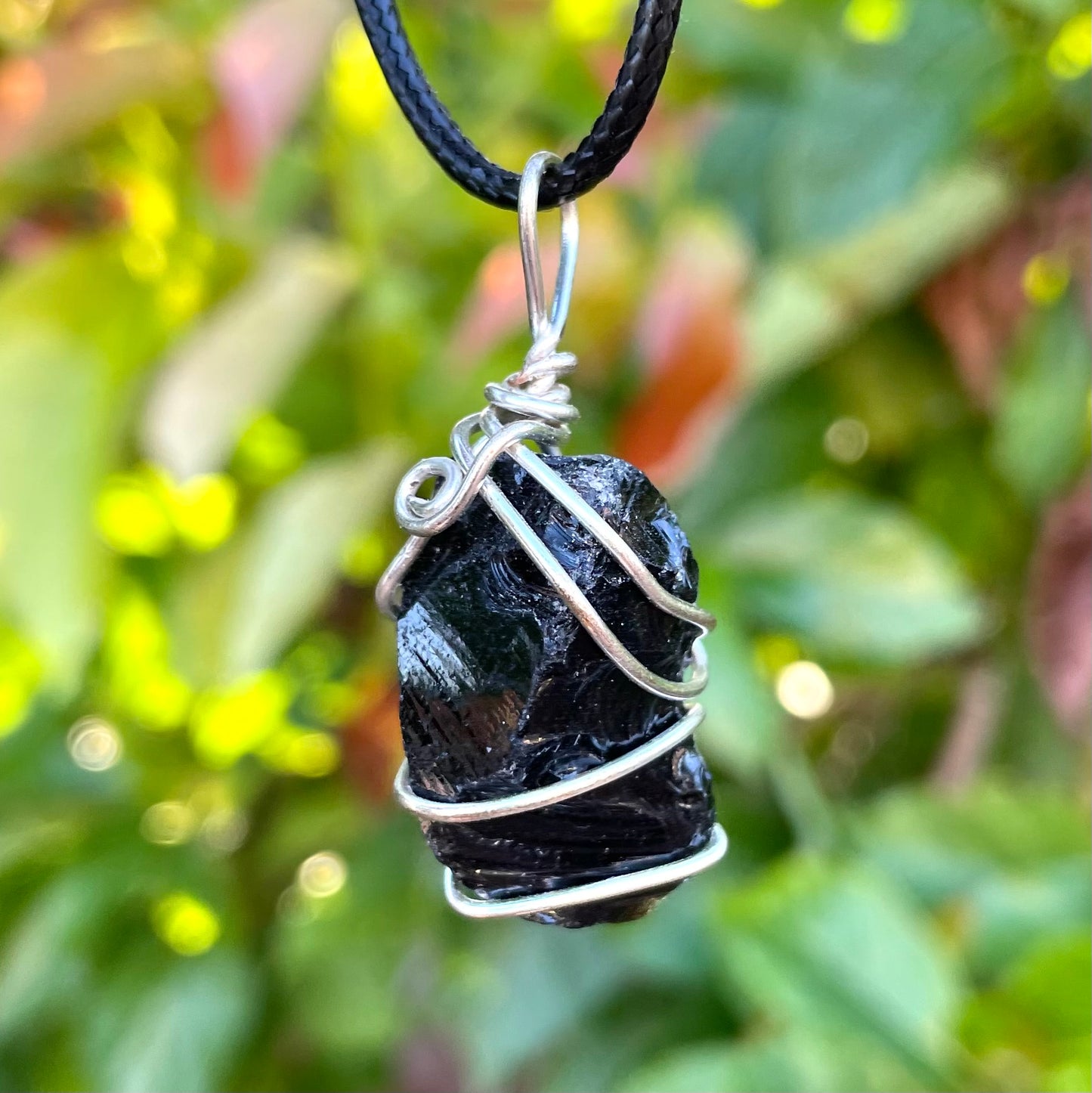 Raw Obsidian Wire Wrapped Pendant - Morgan Cerese Art