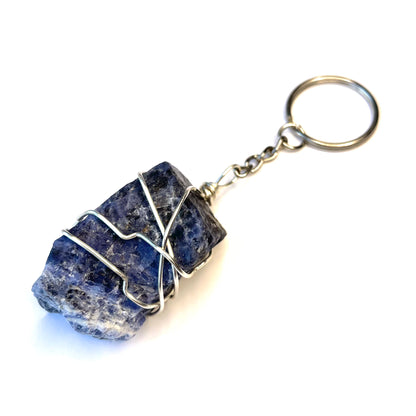 Raw Sodalite Wire Wrapped Key Chain