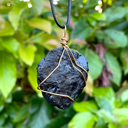 Raw Black Tourmaline Wire Wrapped Pendant - Morgan Cerese Art