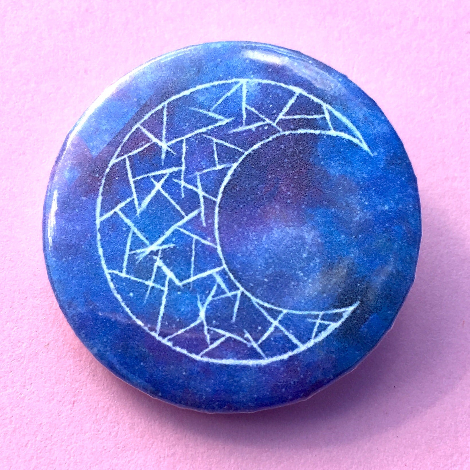 Cosmic Moon (Blue) Pin-back Button - Morgan Cerese Art