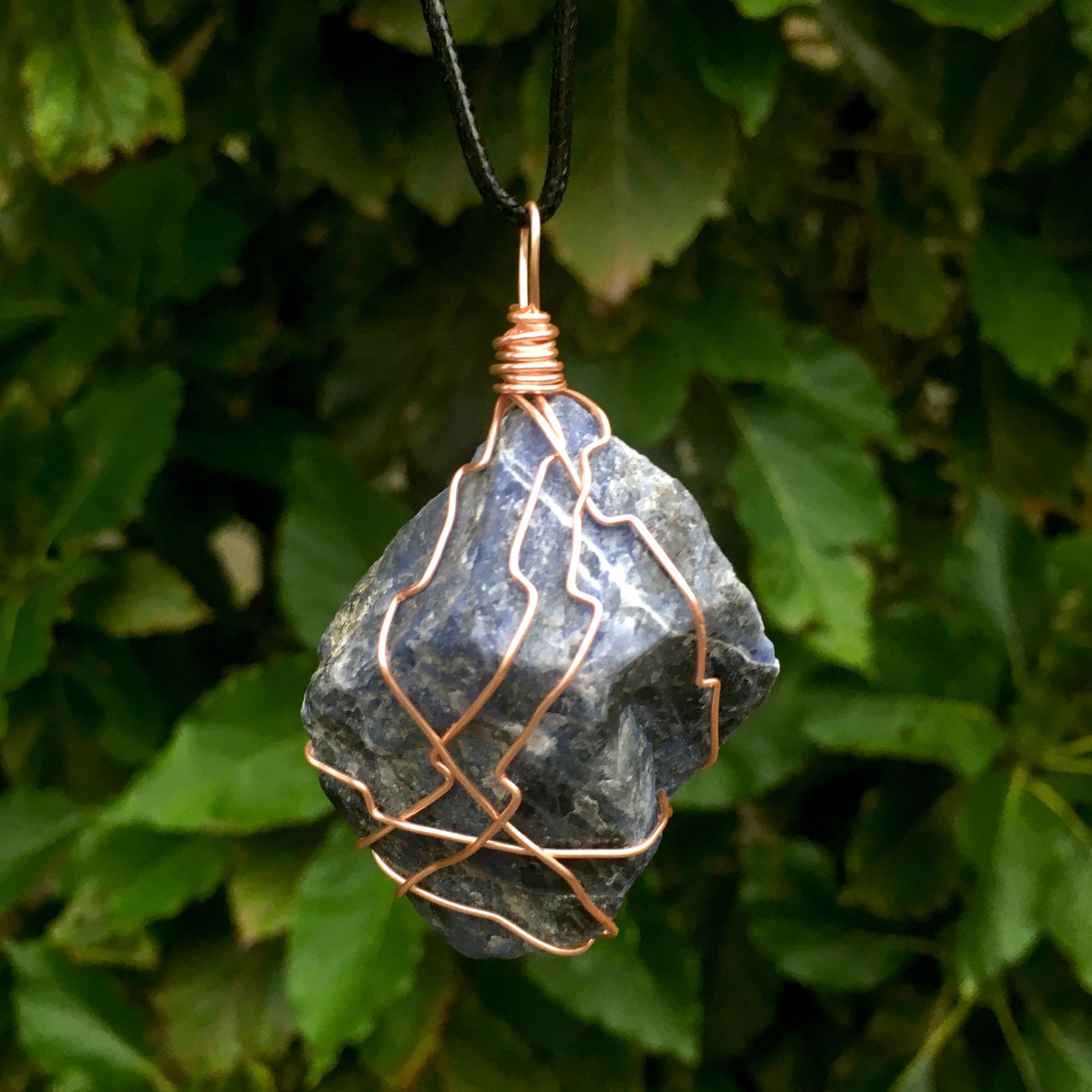 Raw Sodalite Wire Wrapped Pendant - Morgan Cerese Art