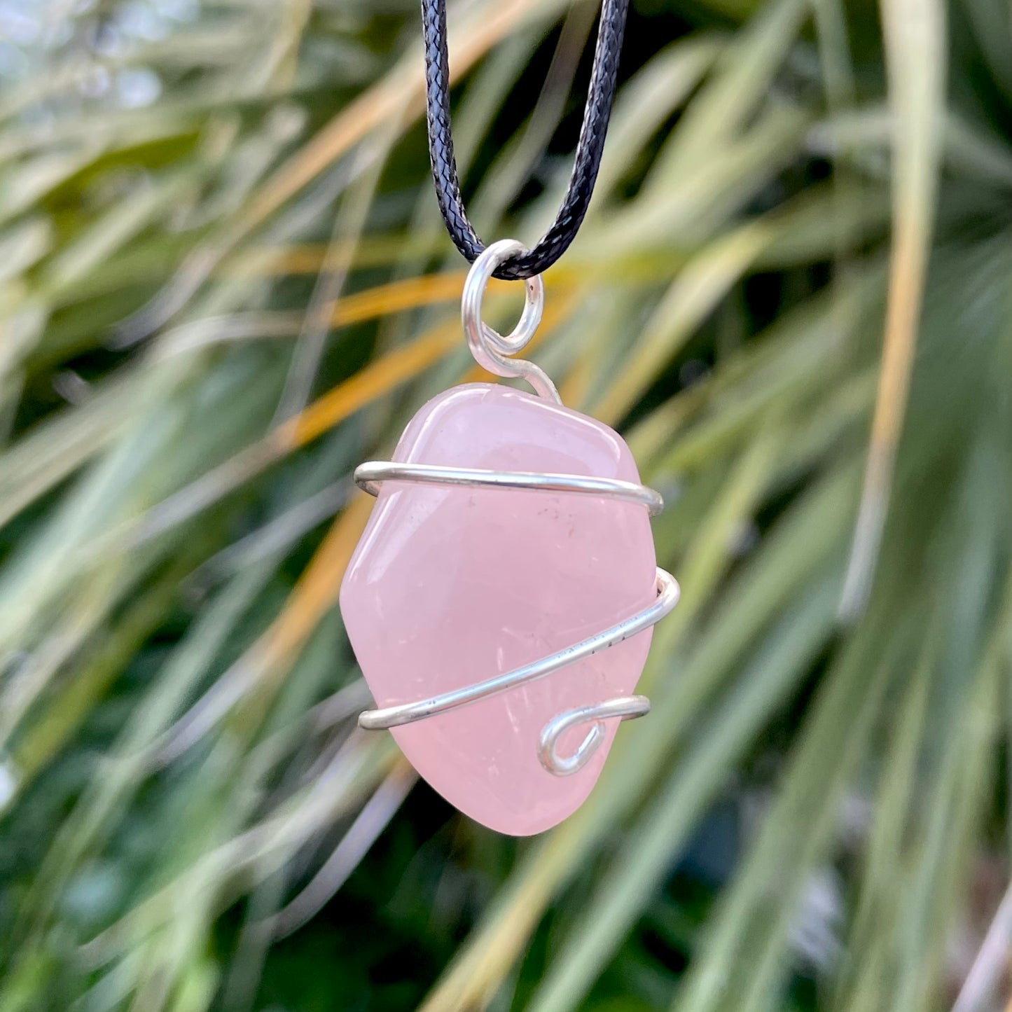 Tumbled Rose Quartz Wire Wrapped Pendant