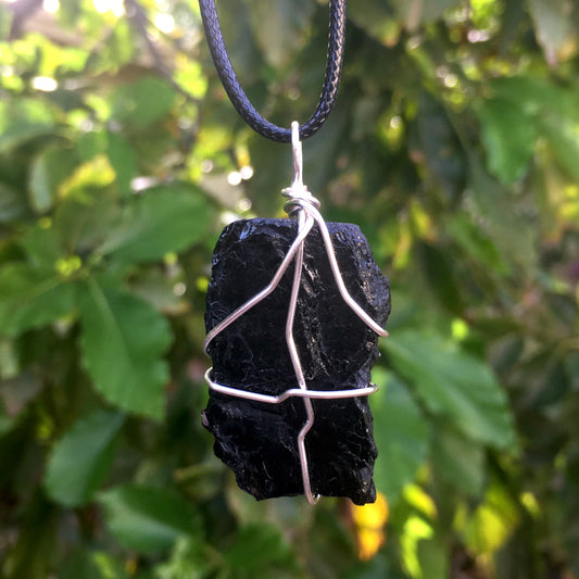 Raw Black Tourmaline Wire Wrapped Pendant - Morgan Cerese Art