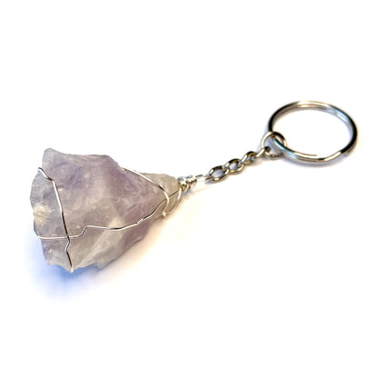 Raw Amethyst Wire Wrapped Key Chain