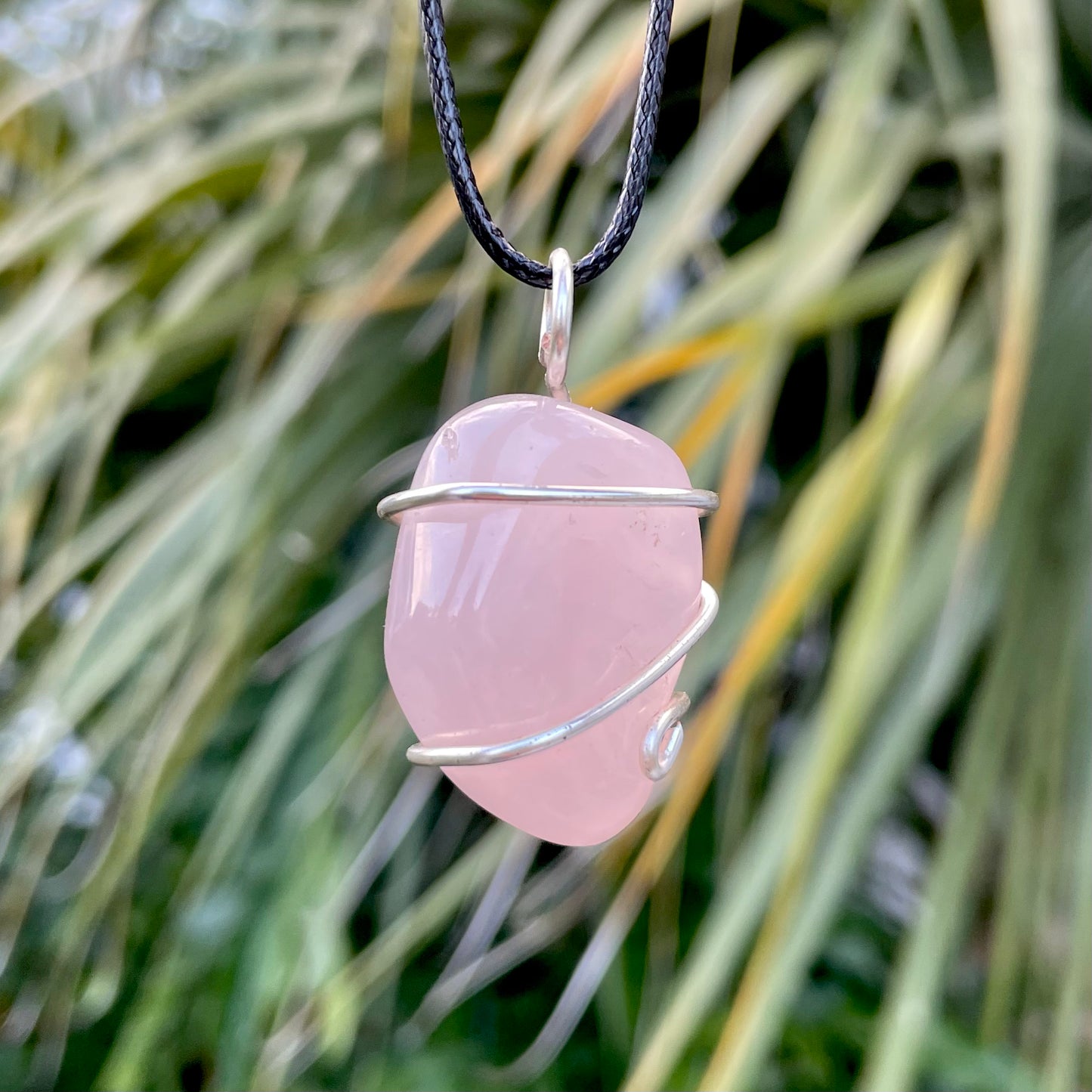 Tumbled Rose Quartz Wire Wrapped Pendant