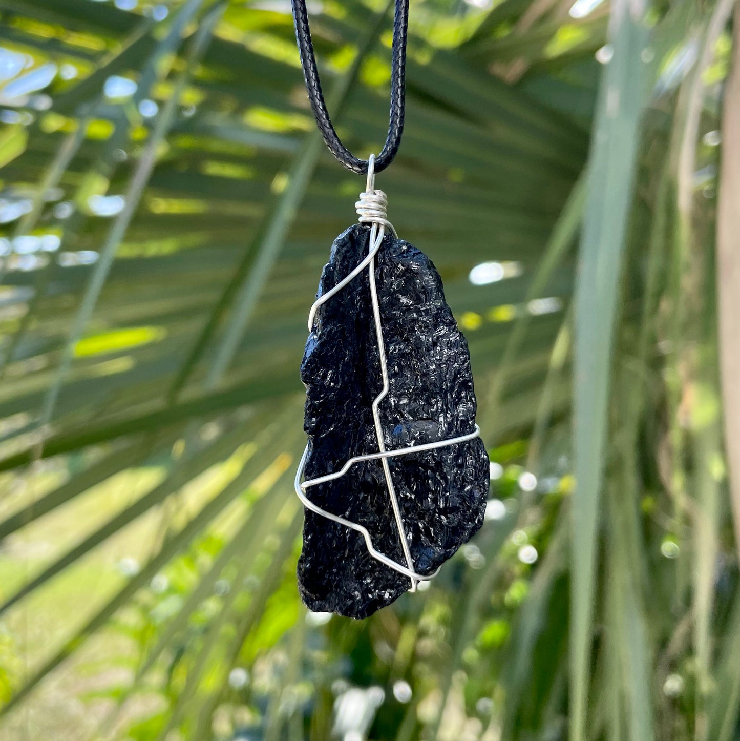 Raw Black Tourmaline Wire Wrapped Pendant