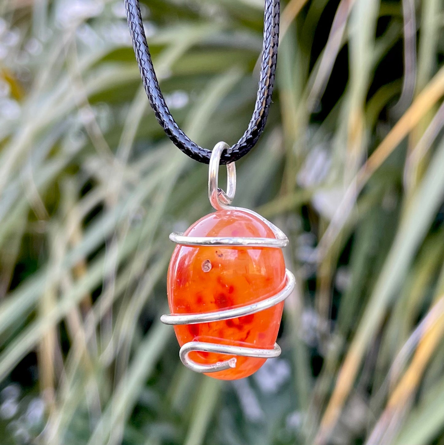 Tumbled Carnelian Spiral Cage Pendant