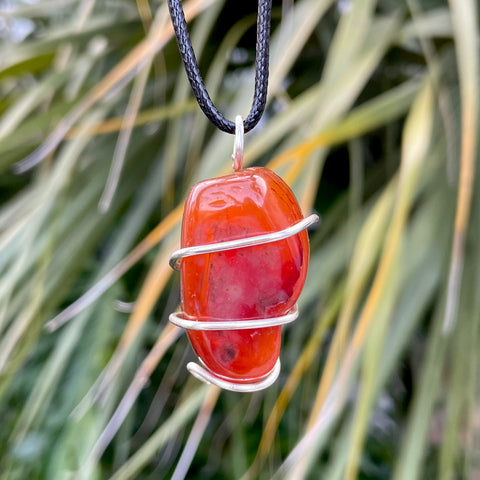 Tumbled Carnelian Spiral Cage Pendant