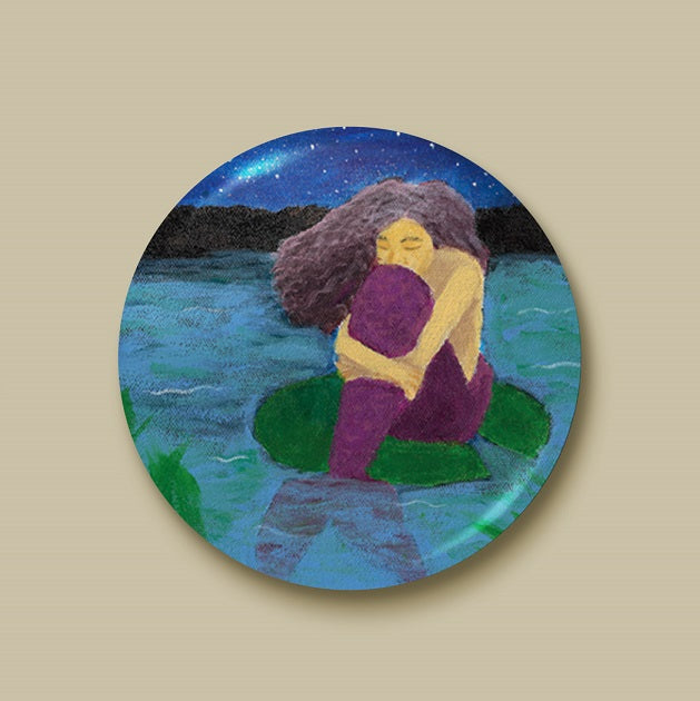 The Lost Mermaid Pin-back Button - Morgan Cerese Art