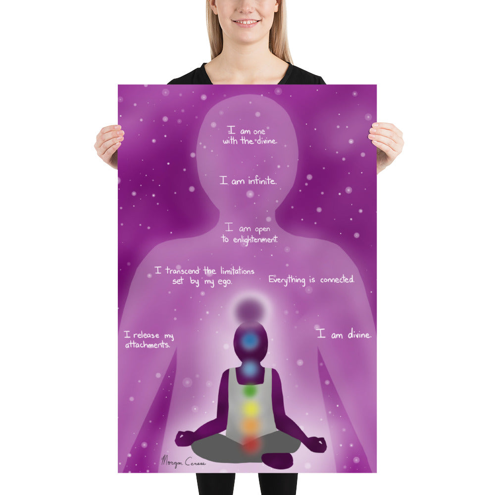 Crown Chakra Sahasrara Healing Affirmation Large Matte Paper Poster - Morgan Cerese Art