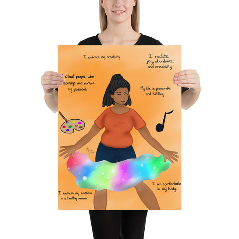 Sacral Chakra Svadhisthana Healing Affirmation  Large Matte Paper Poster - Morgan Cerese Art
