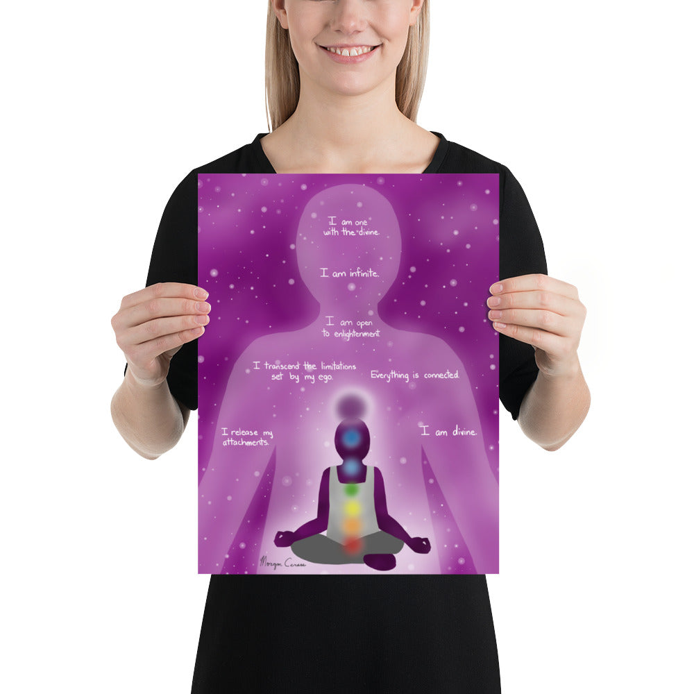 Crown Chakra Sahasrara Healing Affirmation Large Matte Paper Poster - Morgan Cerese Art