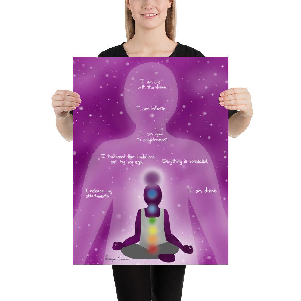 Crown Chakra Sahasrara Healing Affirmation Large Matte Paper Poster - Morgan Cerese Art