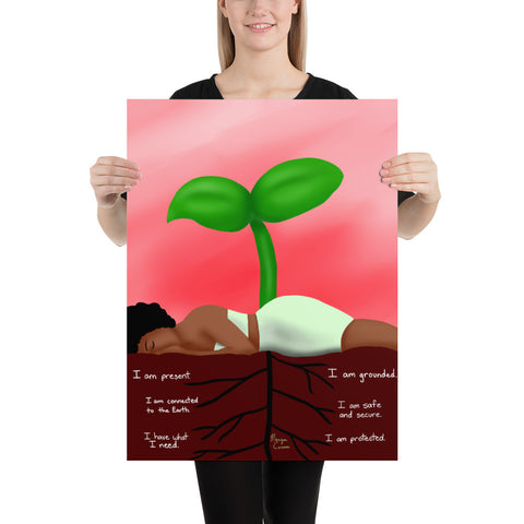Root Chakra Muladhara Healing Affirmation  Large Matte Paper Poster - Morgan Cerese Art