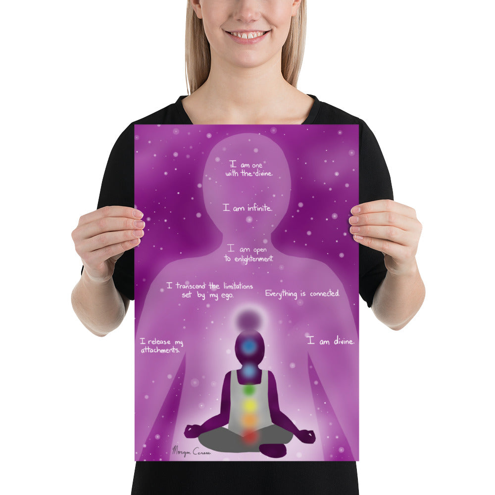 Crown Chakra Sahasrara Healing Affirmation Large Matte Paper Poster - Morgan Cerese Art