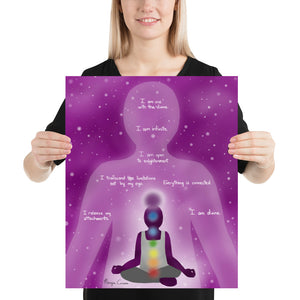 Crown Chakra Sahasrara Healing Affirmation Large Matte Paper Poster - Morgan Cerese Art