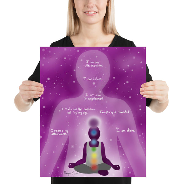 Crown Chakra Sahasrara Healing Affirmation Large Matte Paper Poster - Morgan Cerese Art