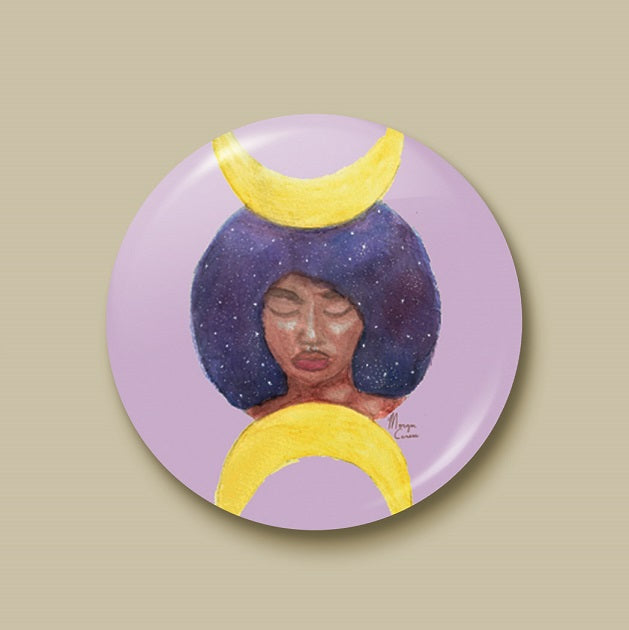 Moon Goddess Pin-back Button - Morgan Cerese Art