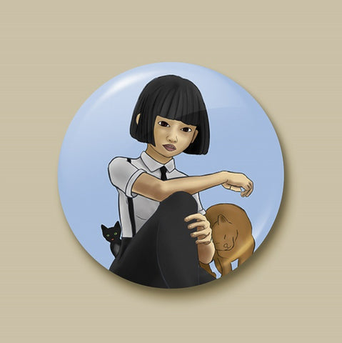 Nekohime (Cat Princess) Pin-back Button - Morgan Cerese Art