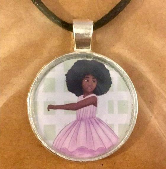 Afro Ballerina 25 mm/1 inch Art Pendant - Morgan Cerese Art