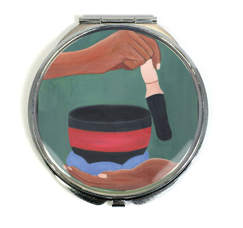 The Singing Bowl Compact Mirror - Healing Themed Spiritual Art - Morgan Cerese Art