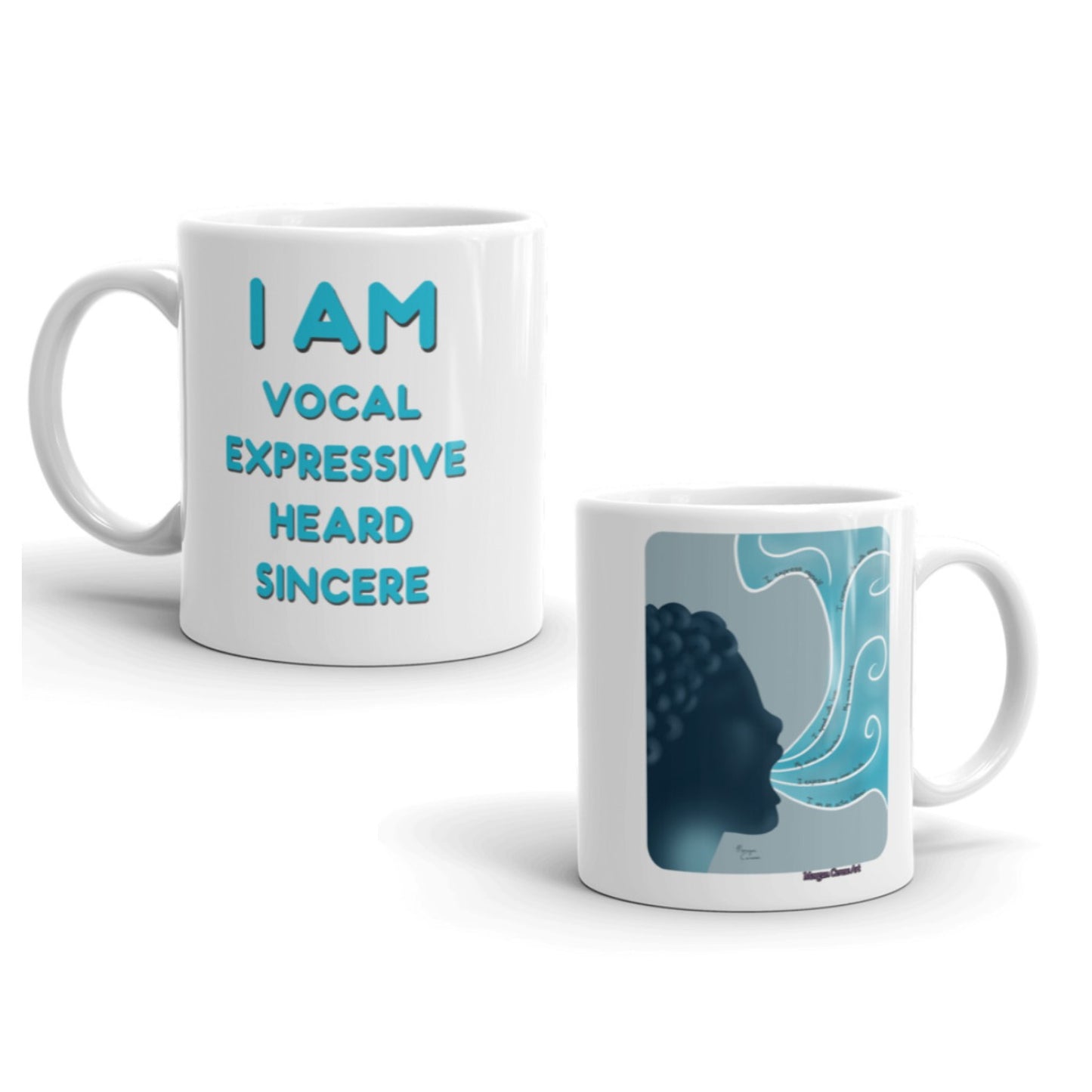 Throat Chakra - Vishuddha - Healing Art & Affirmation Mug - Morgan Cerese Art