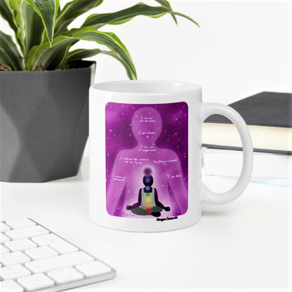 Crown Chakra - Sahasrara - Healing Art & Affirmation Mug - Morgan Cerese Art