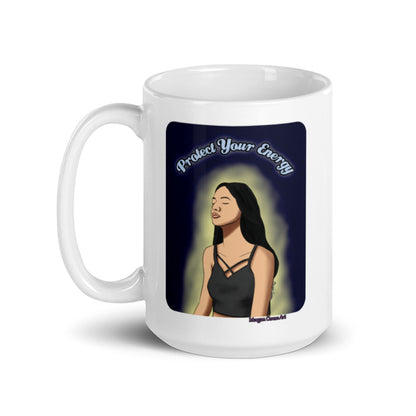 Protect Your Energy (Version 2) Mug - Spiritual Good Vibes Meditation Art - Morgan Cerese Art