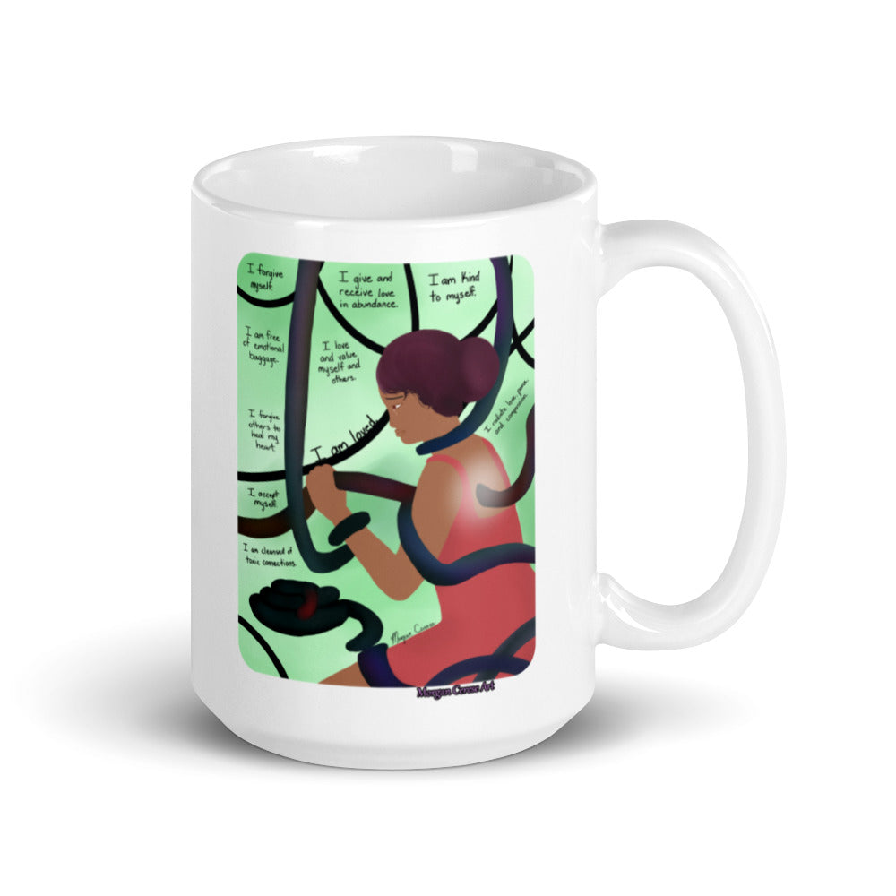 Heart Chakra - Anahata - Healing Art & Affirmation Mug - Morgan Cerese Art