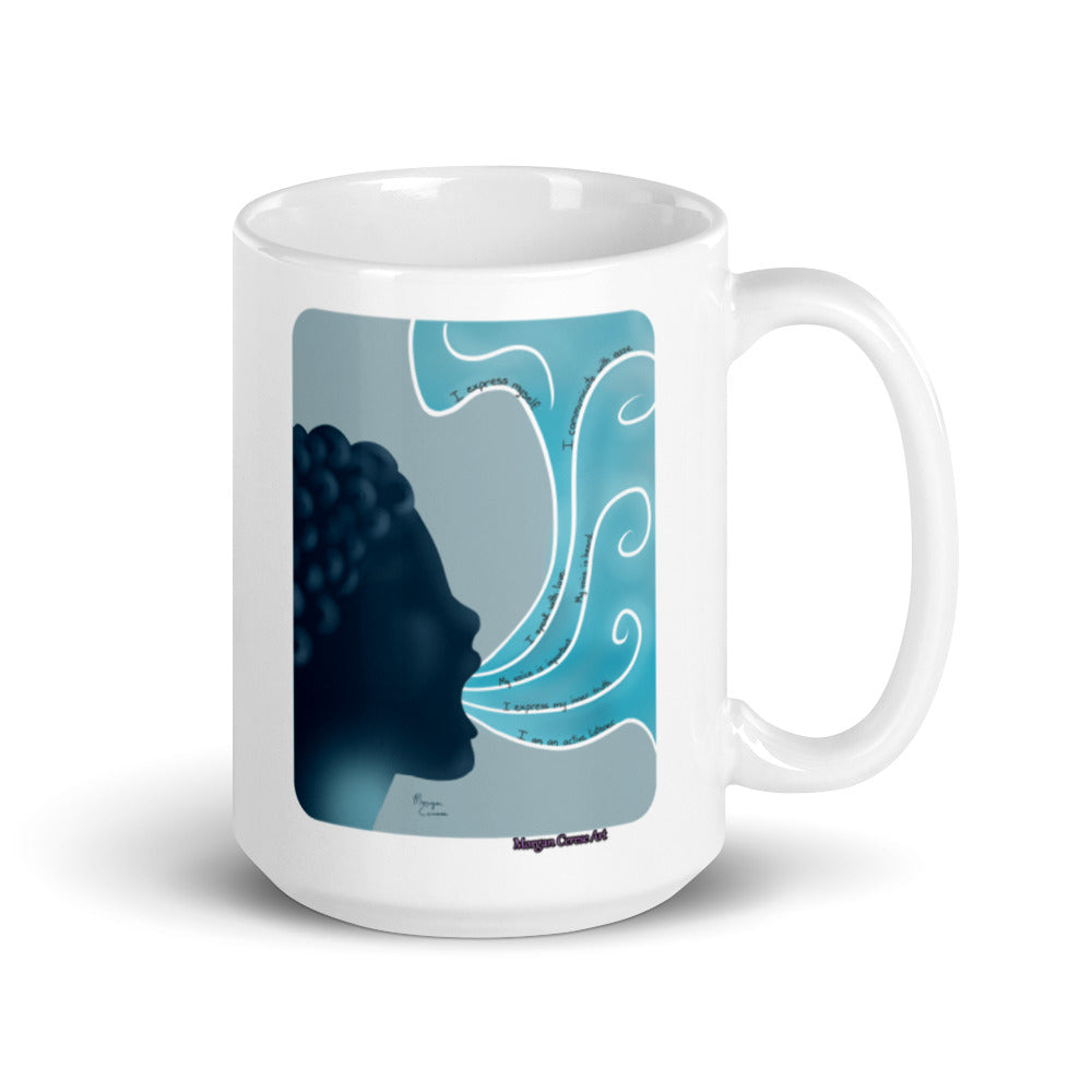 Throat Chakra - Vishuddha - Healing Art & Affirmation Mug - Morgan Cerese Art