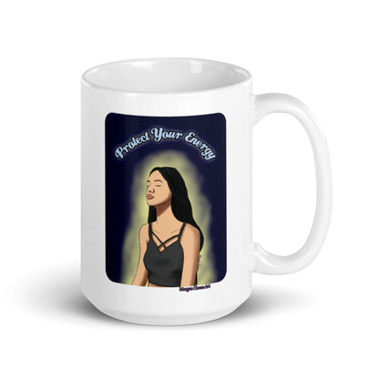 Protect Your Energy (Version 2) Mug - Spiritual Good Vibes Meditation Art - Morgan Cerese Art